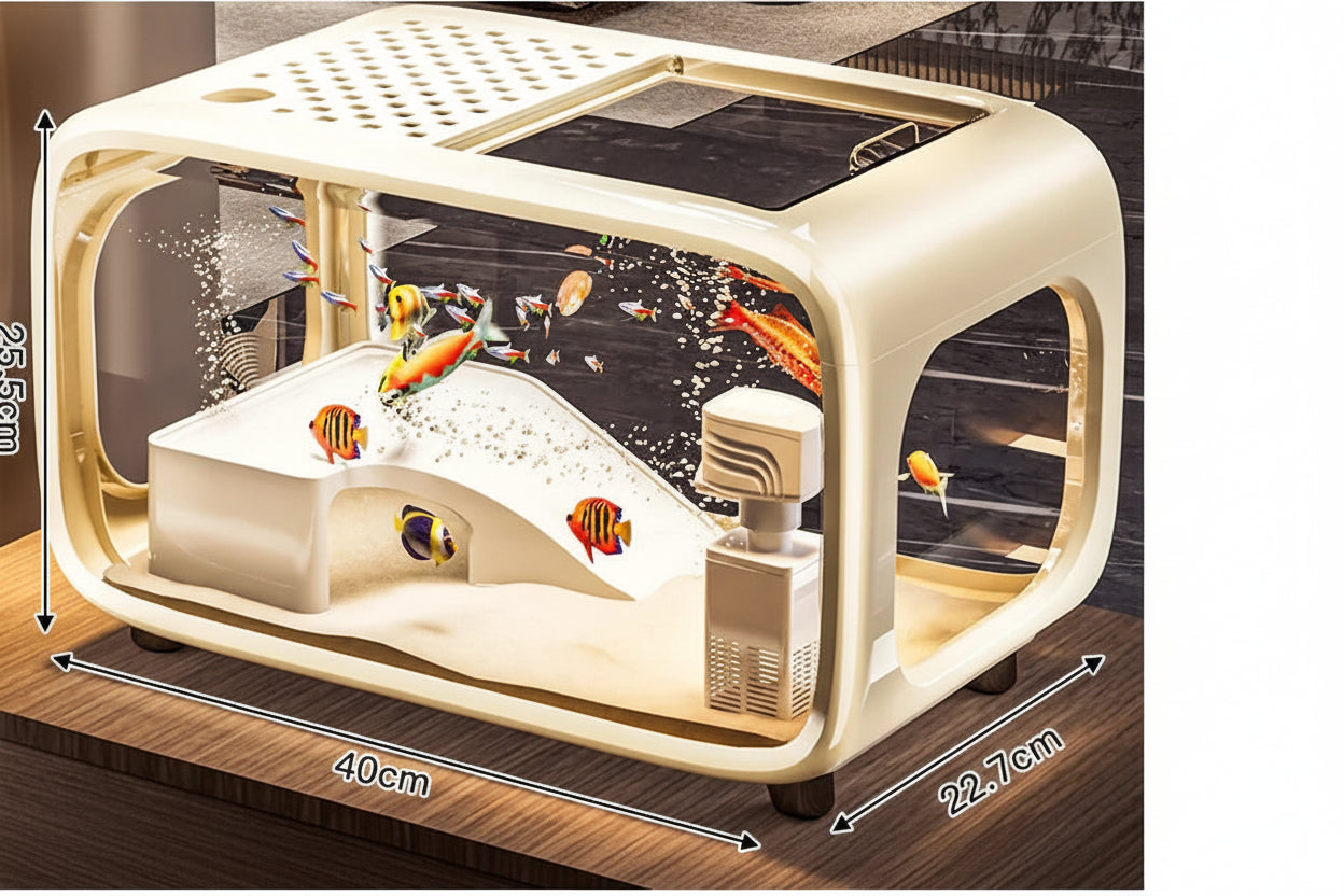 Aquarium avec couvercle – bac décoratif de bureau pour poissons