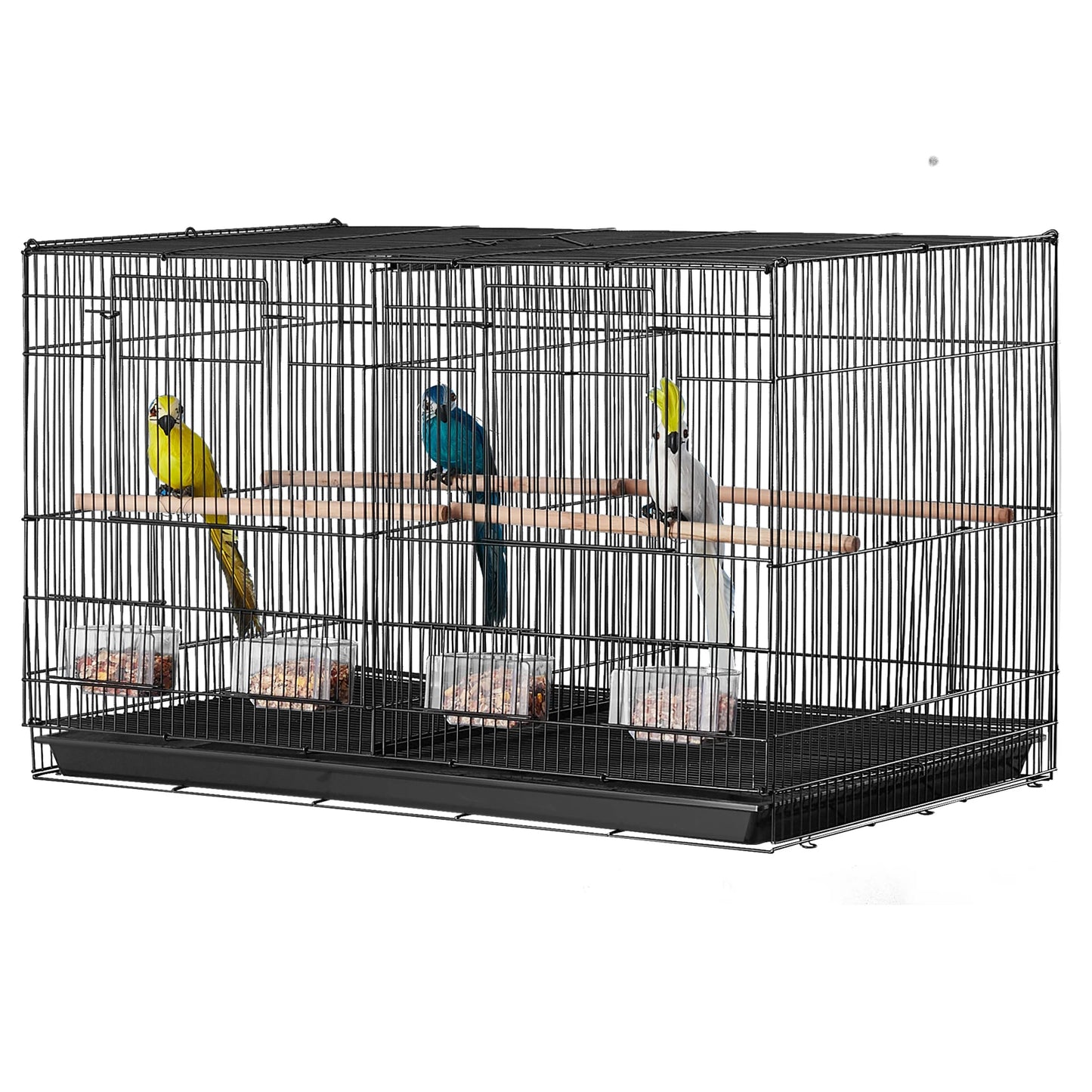 Cage à oiseaux spacieuse avec séparateur amovible 76 x 46 x 46 cm en métal empilable