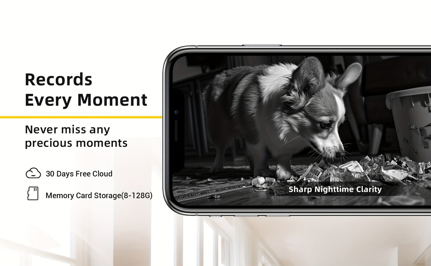 Caméra de surveillance intérieure WiFi 360°  avec vision nocturne et audio bidirectionnel