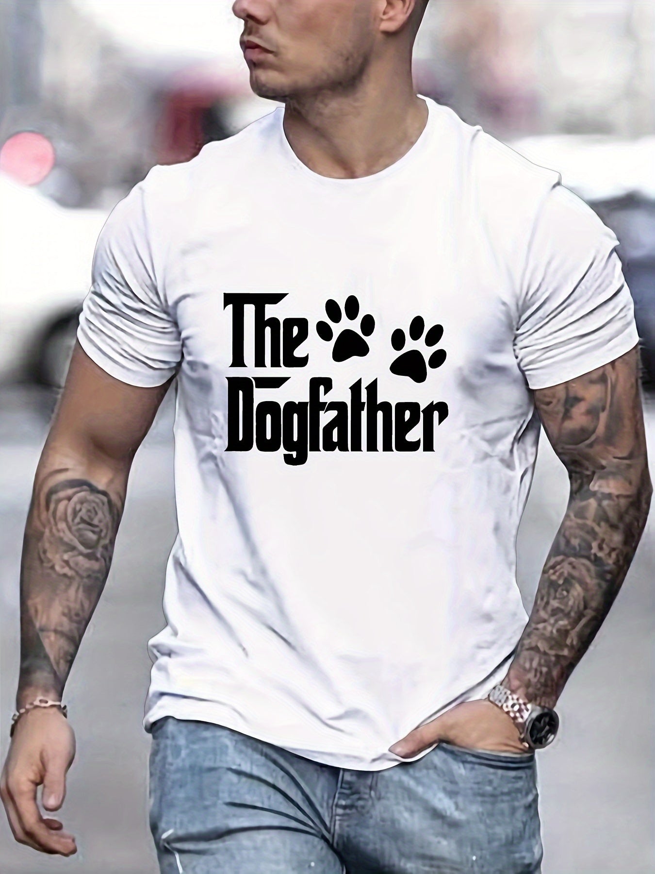 T-shirt homme à manches courtes avec motif dog father