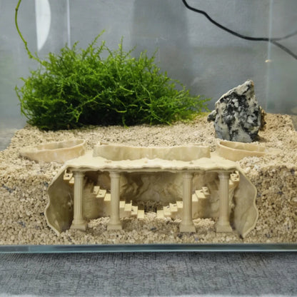 Décoration aquarium colonne romaine avec grotte pour poissons