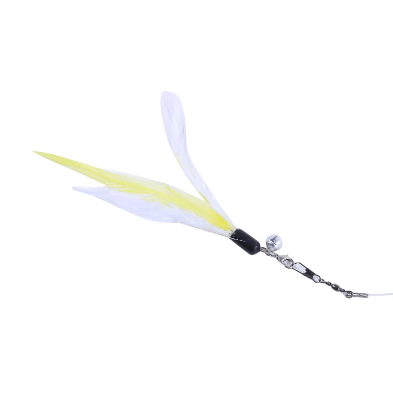 Canne à pêche interactive pour chat et petit chien – jouet à plumes télescopique avec recharges