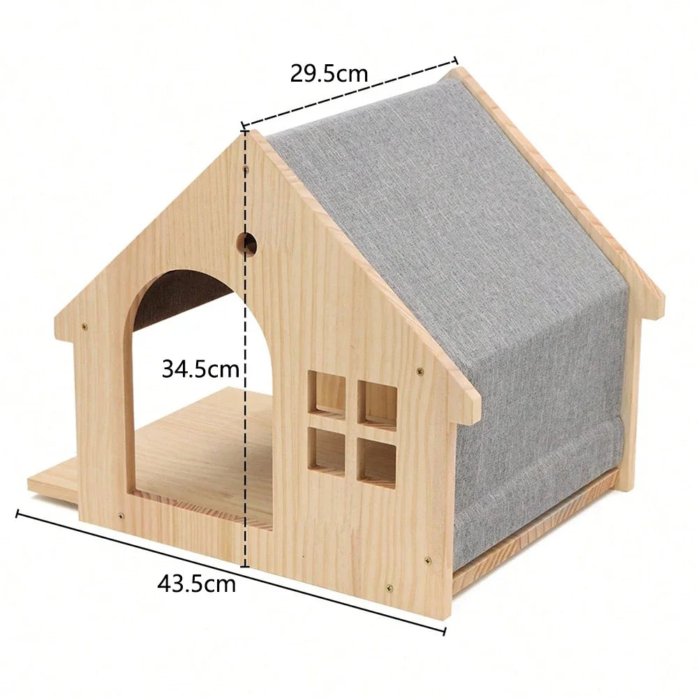 Arbre à chat mural en bois avec étagères, griffoir en sisal et hamac – aire de jeu d’intérieur pour chat