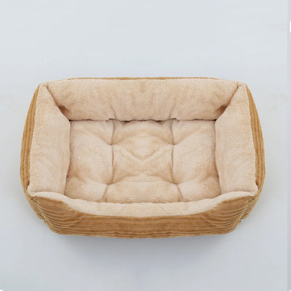 Panier carré en peluche pour chien et chat – lit confortable et imperméable pour petits et grands animaux