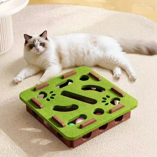 Jeu de puzzle interactif en feutrine pour chat et petit chien – boîte à trous avec balles et clochettes