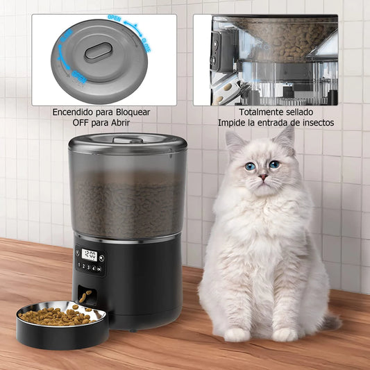 Distributeur automatique de nourriture 4 L pour chat et chien – mangeoire programmable avec écran LCD