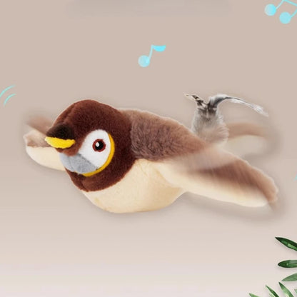 Jouet électrique interactif pour chat et petit chien – oiseau en peluche avec plumes, sons et recharge USB