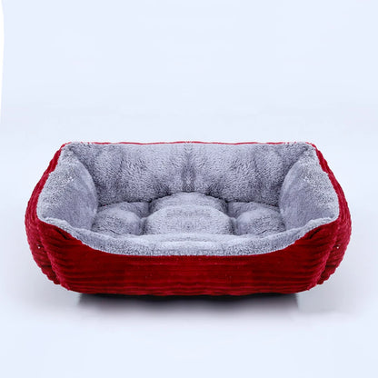 Panier carré en peluche pour chien et chat – lit confortable et imperméable pour petits et grands animaux