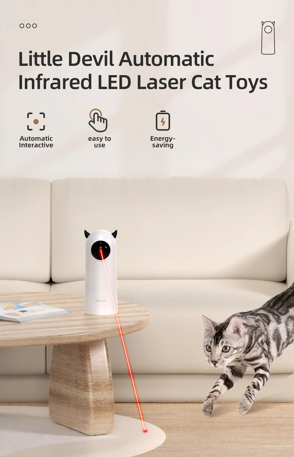 Jouet laser automatique pour chat et chien – jouet interactif intelligent à rotation aléatoire