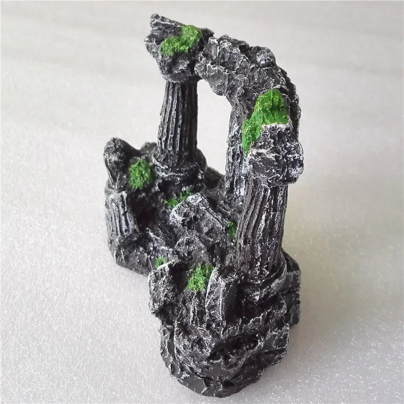 Décoration d’aquarium piliers romains en résine – ornement rétro pour bac à poissons