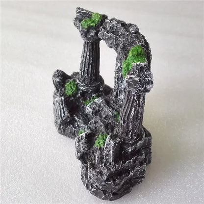 Décoration d’aquarium piliers romains en résine – ornement rétro pour bac à poissons