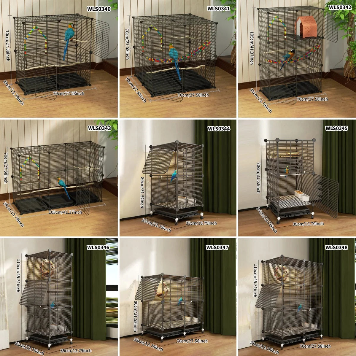 Cage à oiseaux en métal avec structure en fer pour perroquets, pigeons et petits oiseaux
