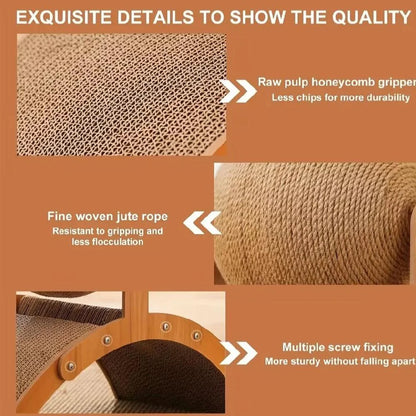 Griffoir pour chat en bois avec balle en sisal – jouet à griffer naturel et résistant pour l’intérieur