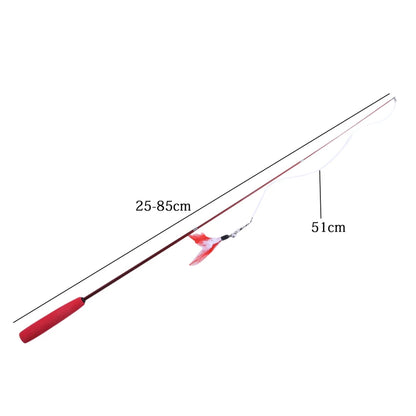 Canne à pêche interactive pour chat et petit chien – jouet à plumes télescopique avec recharges