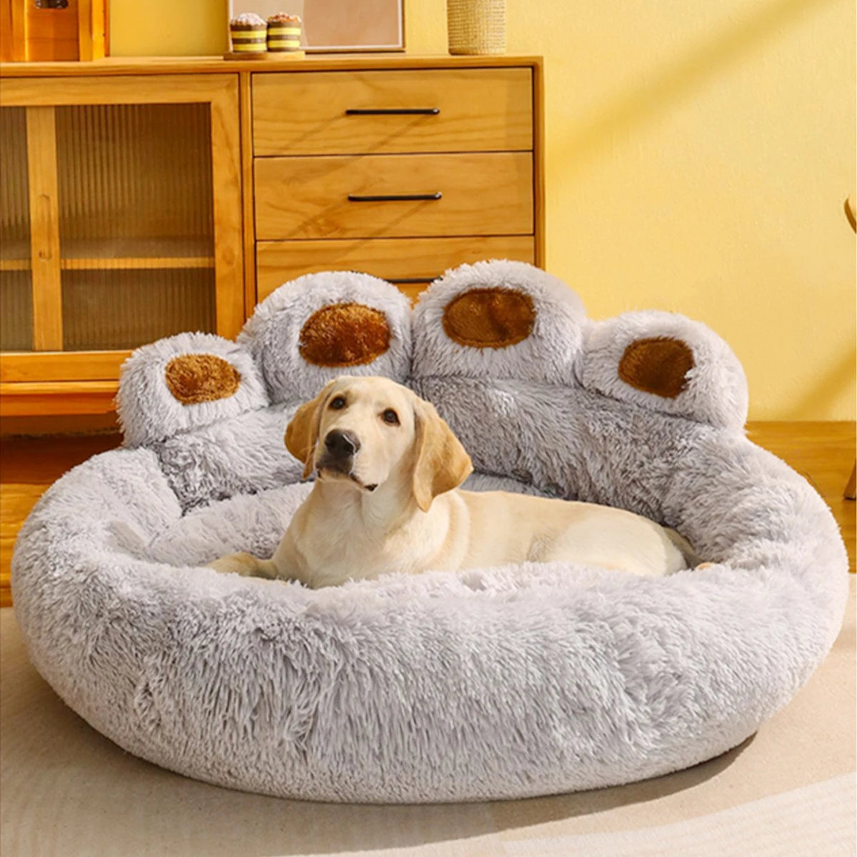 Panier moelleux pour chien et chat – lit d’hiver respirant avec coussin épais pour petits et grands animaux