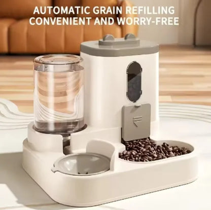Distributeur automatique d’eau et de nourriture pour chat et chien – 2 en 1, pratique et hygiénique