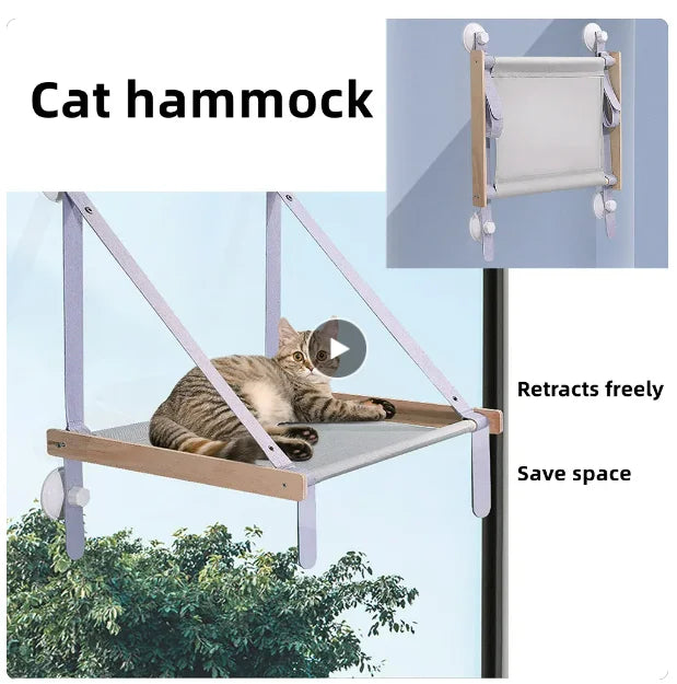 Hamac de fenêtre pour chat avec ventouses