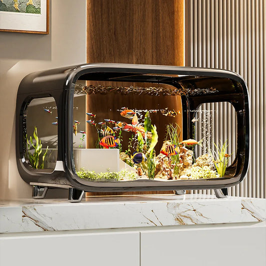 Aquarium avec couvercle – bac décoratif de bureau pour poissons