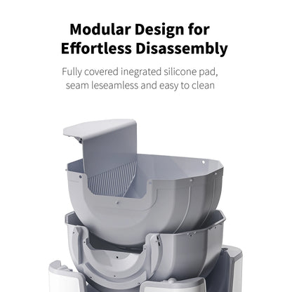 Bac à litière automatique ouvert pour chat – nettoyage automatique avec capteurs de sécurité et contrôle des odeurs