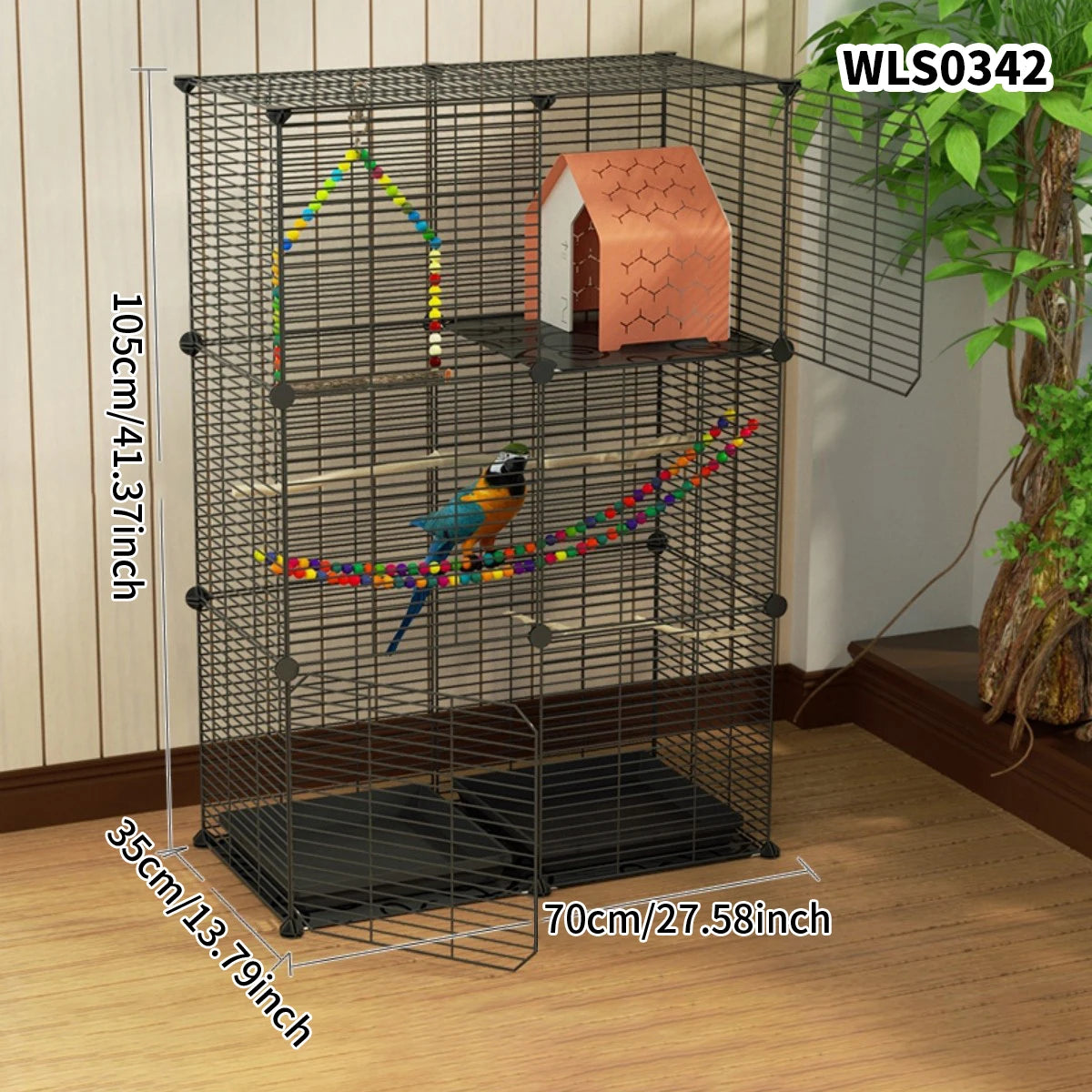 Cage à oiseaux en métal avec structure en fer pour perroquets, pigeons et petits oiseaux