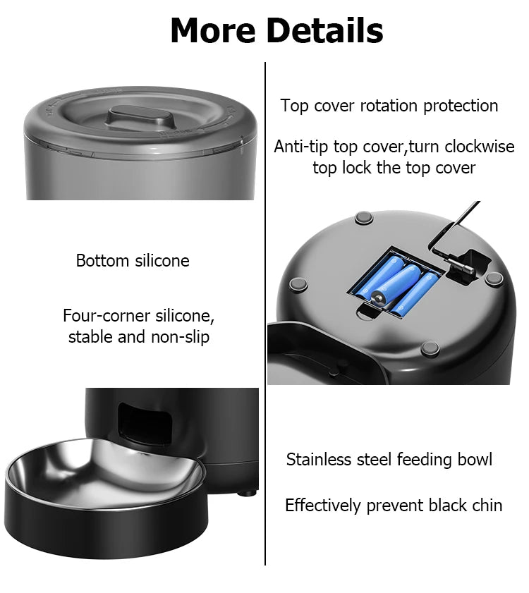 Distributeur automatique de nourriture 4 L pour chat et chien – mangeoire programmable avec écran LCD