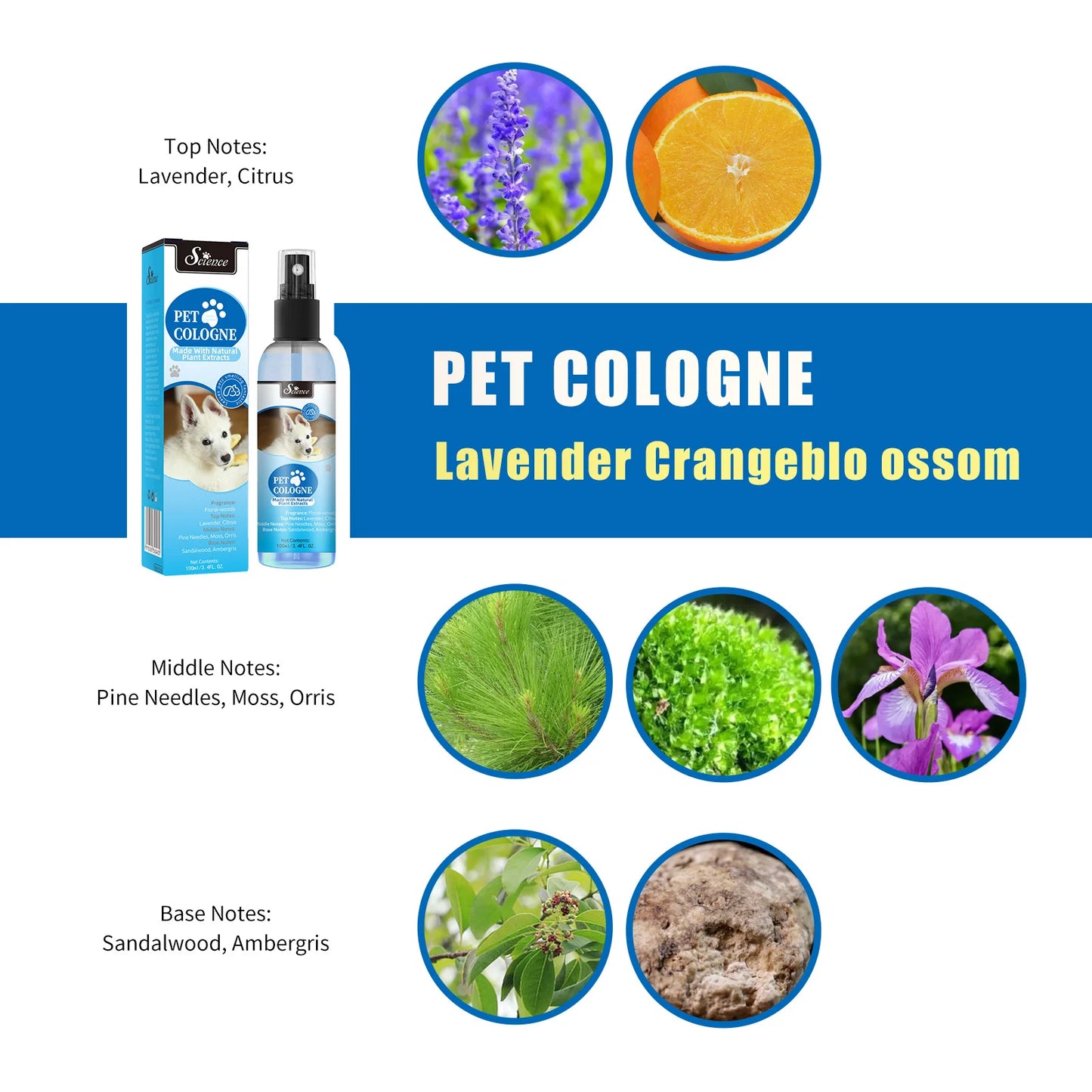 Spray parfumé pour chien et chat 100 ml – désodorisant doux pour animaux