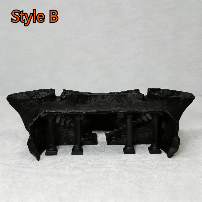 Décoration aquarium colonne romaine avec grotte pour poissons