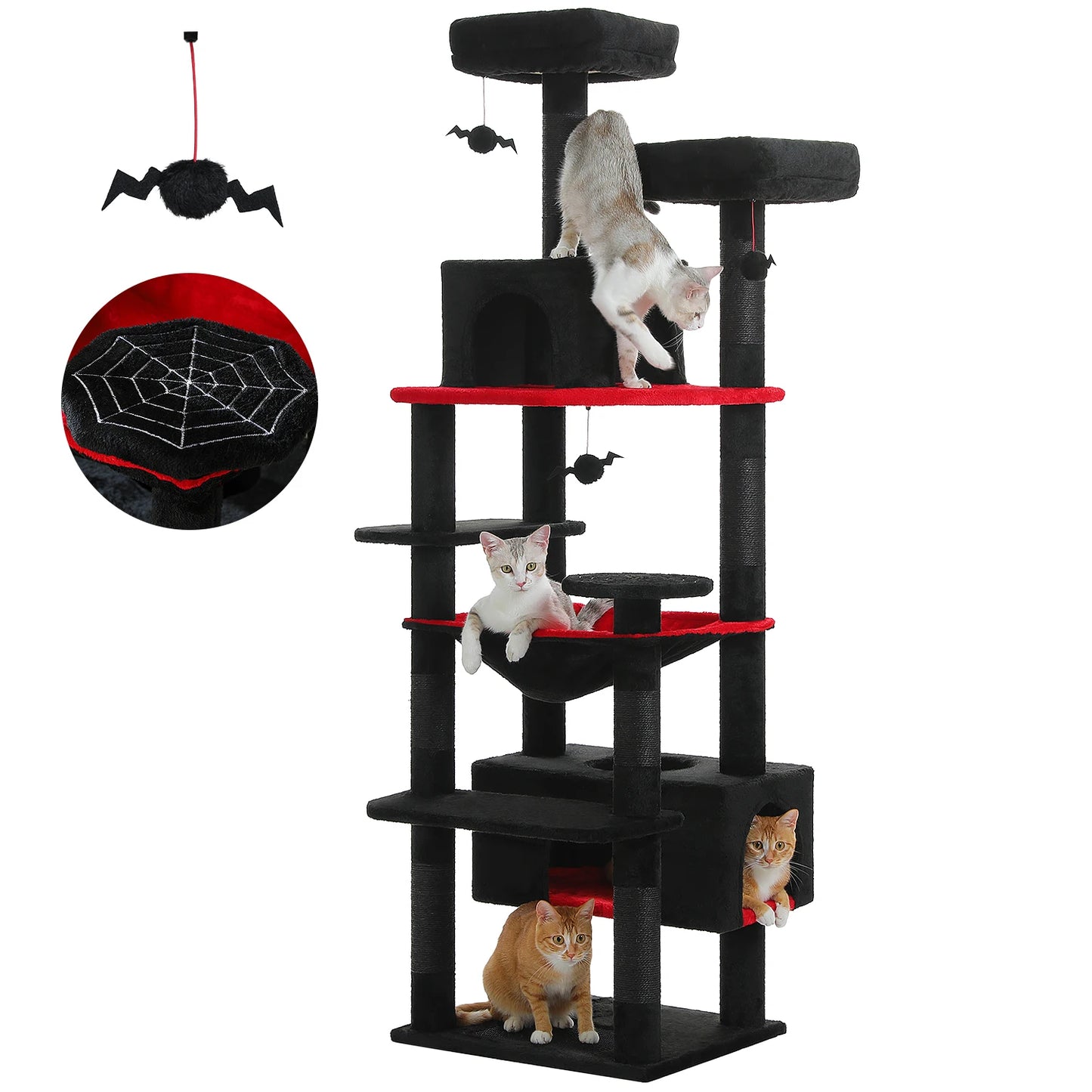 Grand arbre à chat intérieur avec griffoirs en sisal, hamac et niches – structure multi-niveaux pour chats