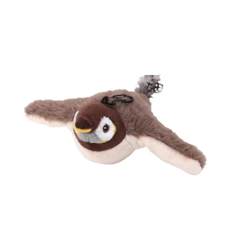 Jouet électrique interactif pour chat et petit chien – oiseau en peluche avec plumes, sons et recharge USB