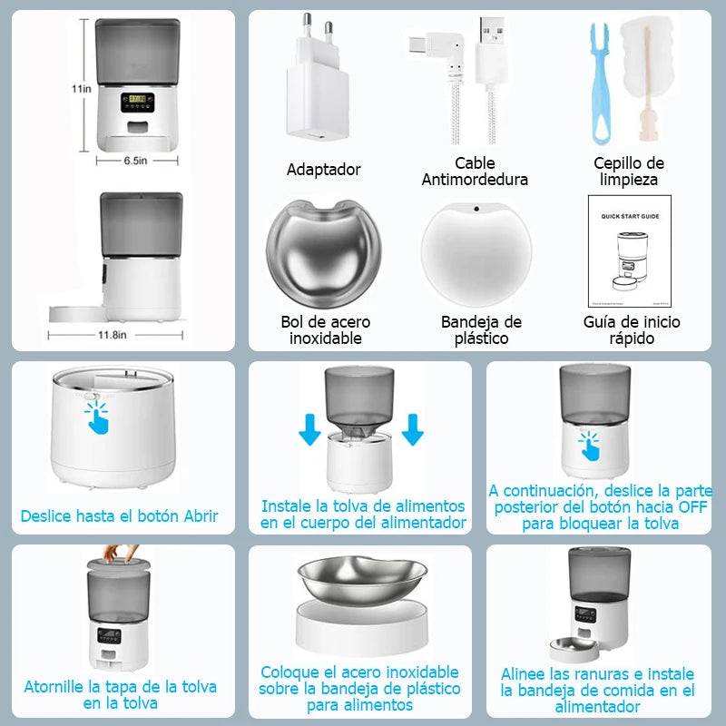 Distributeur automatique de nourriture 4 L pour chat et chien – mangeoire programmable avec écran LCD