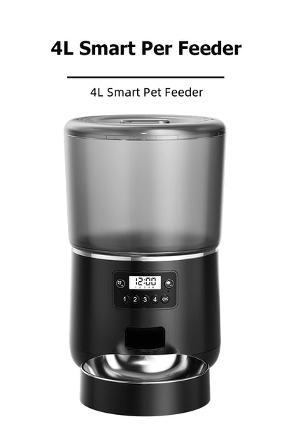 Distributeur automatique de nourriture 4 L pour chat et chien – mangeoire programmable avec écran LCD