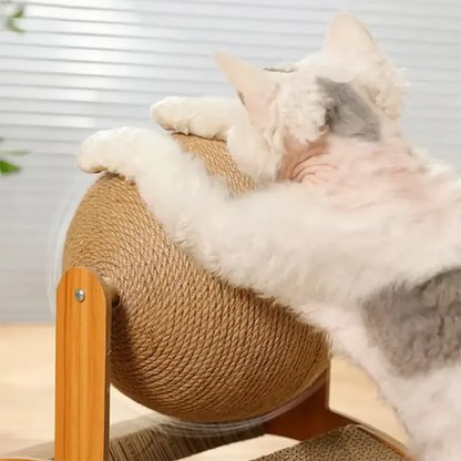 Griffoir pour chat en bois avec balle en sisal – jouet à griffer naturel et résistant pour l’intérieur