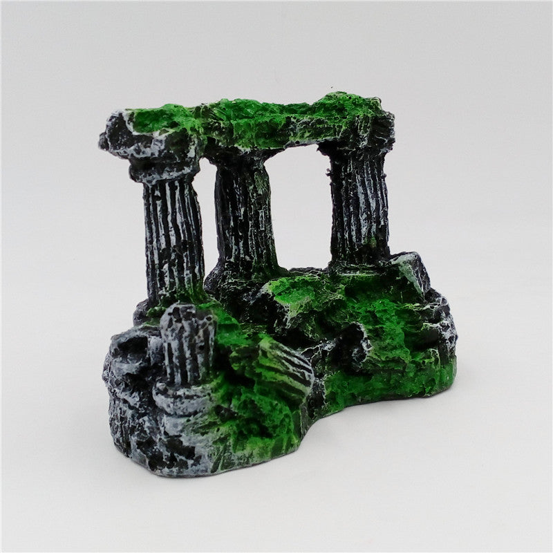 Décoration d’aquarium piliers romains en résine – ornement rétro pour bac à poissons