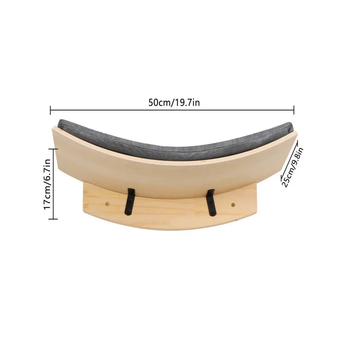 Arbre à chat mural en bois avec étagères, griffoir en sisal et hamac – aire de jeu d’intérieur pour chat