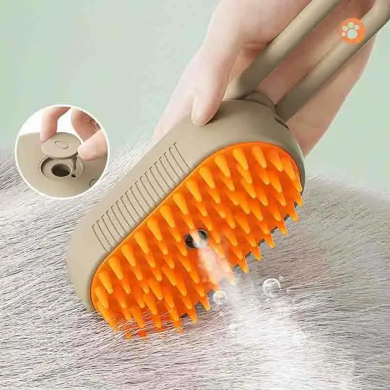 Brosse de toilettage pour chien et chat avec spray intégré – peigne de massage doux antistress USB rechargeable