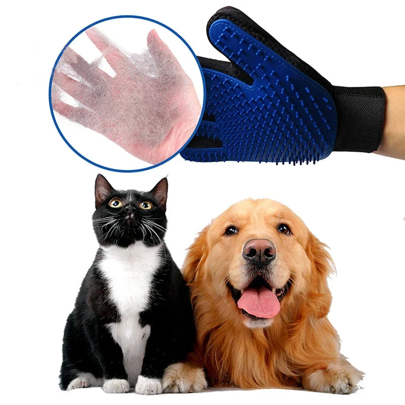Gant de toilettage en silicone pour chat et chien – brosse de massage et retrait des poils