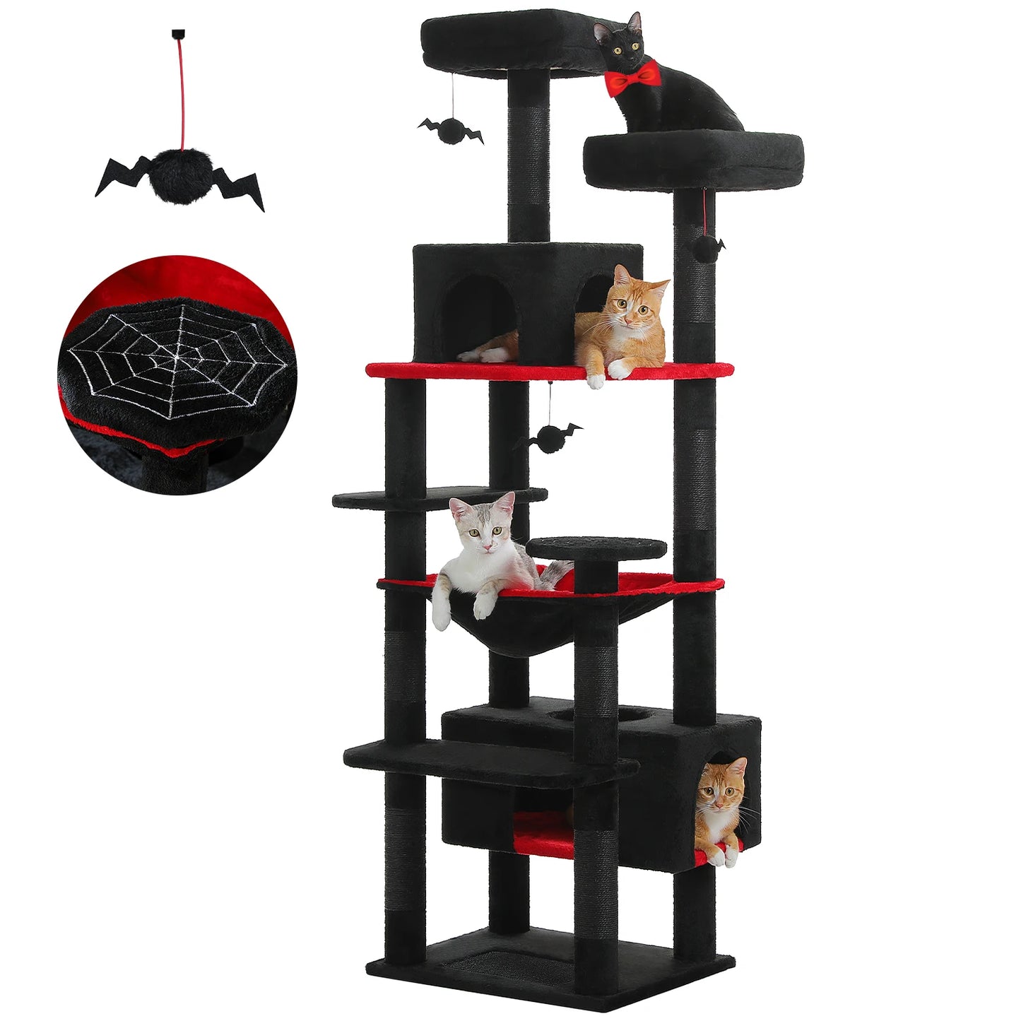 Grand arbre à chat intérieur avec griffoirs en sisal, hamac et niches – structure multi-niveaux pour chats