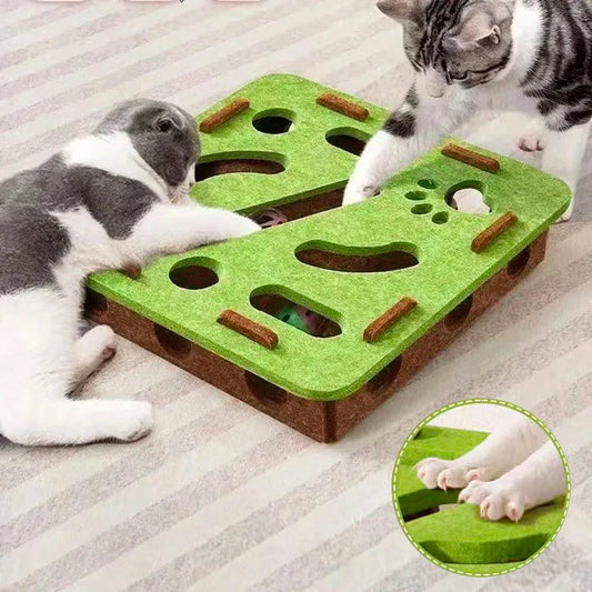 Jeu de puzzle interactif en feutrine pour chat et petit chien – boîte à trous avec balles et clochettes