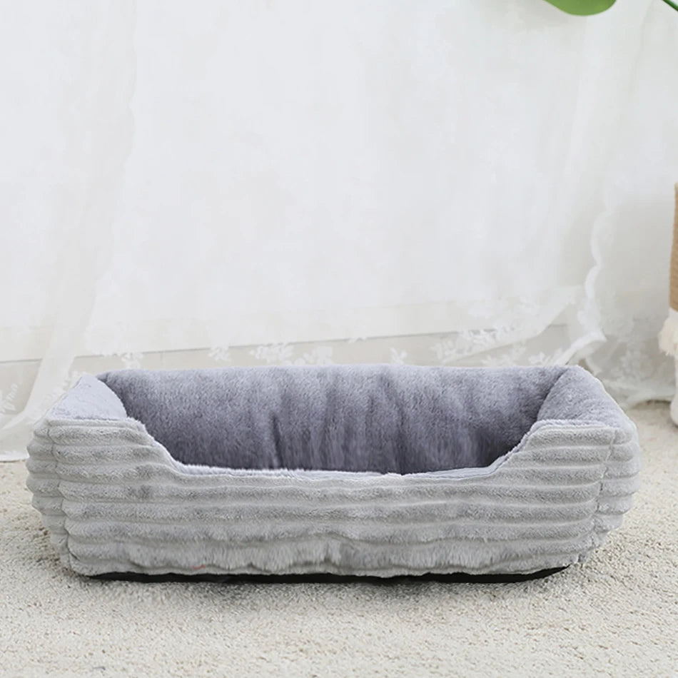 Panier carré en peluche pour chien et chat – lit confortable et imperméable pour petits et grands animaux