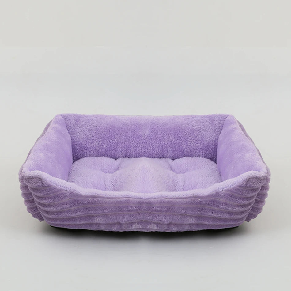 Panier carré en peluche pour chien et chat – lit confortable et imperméable pour petits et grands animaux