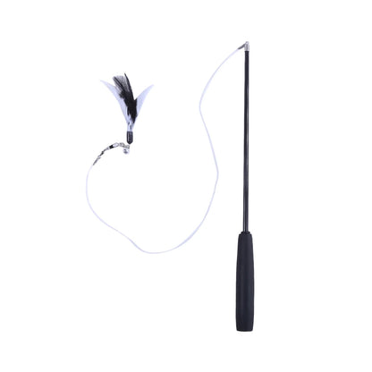 Canne à pêche interactive pour chat et petit chien – jouet à plumes télescopique avec recharges