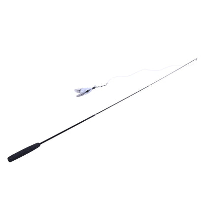 Canne à pêche interactive pour chat et petit chien – jouet à plumes télescopique avec recharges