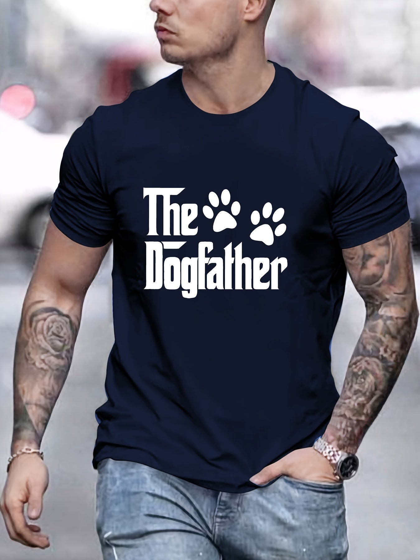 T-shirt homme à manches courtes avec motif dog father
