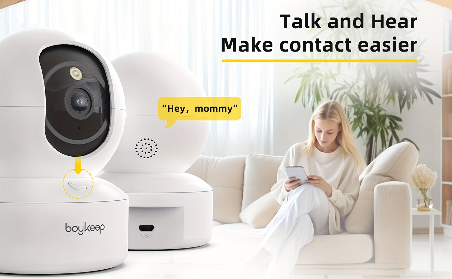 Caméra de surveillance intérieure WiFi 360°  avec vision nocturne et audio bidirectionnel